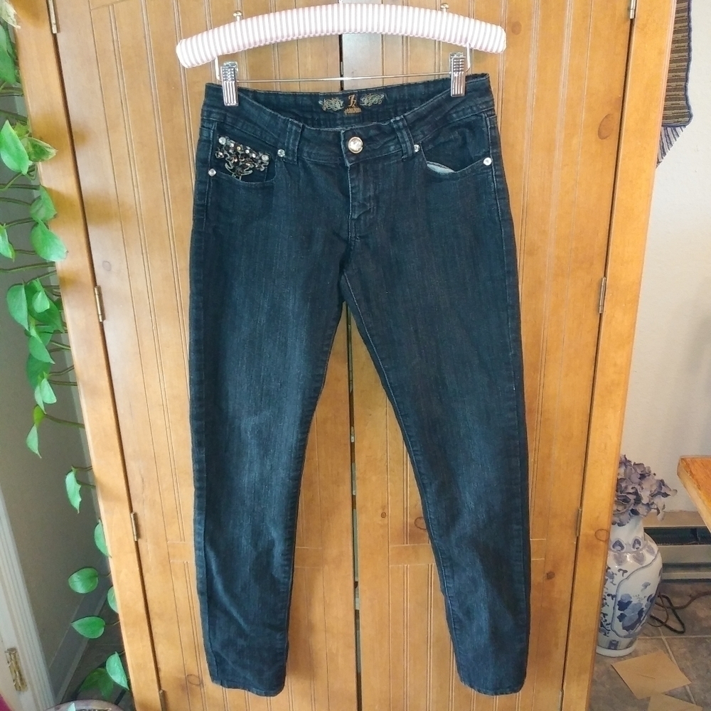 IZ Black Denim Straight Leg Jeans